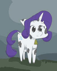 Size: 1280x1582 | Tagged: safe, artist:davierocket, rarity, cow, g4, bell, cowbell, female, raricow, simple background, solo, species swap