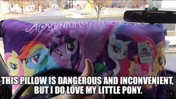 Size: 1136x640 | Tagged: safe, applejack, fluttershy, pinkie pie, rainbow dash, rarity, spike, twilight sparkle, alicorn, dragon, pony, g4, my little pony: the movie, mane seven, mane six, meme, pillow, ricky bobby, talladega nights, this will end in pain and/or death, twilight sparkle (alicorn)