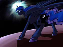 Size: 1024x768 | Tagged: safe, artist:cave-shinobi, princess luna, alicorn, pony, g4, angry, female, magic, mare, solo, spread wings, wings