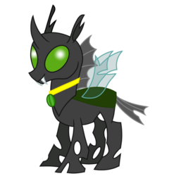 Size: 800x800 | Tagged: safe, artist:toyminator900, derpibooru exclusive, oc, oc only, oc:éling chang, changeling, 2019 community collab, derpibooru community collaboration, changeling loves watermelon, changeling oc, food, green changeling, medallion, simple background, solo, transparent background, watermelon
