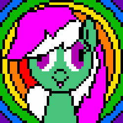 Size: 250x250 | Tagged: safe, artist:nukepony360, oc, oc only, oc:mint condition, pony, animated, blinking, derp, female, gif, rainbow, solo, tongue out