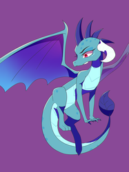 Size: 1200x1601 | Tagged: safe, artist:kkmrarar, princess ember, dragon, g4, female, flying, purple background, simple background, solo, spread wings, wings