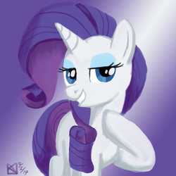 Size: 1500x1500 | Tagged: safe, artist:kelseyleah, rarity, pony, unicorn, g4, female, gradient background, looking at you, mare, solo