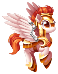 Size: 1024x1309 | Tagged: safe, artist:centchi, oc, oc only, oc:spice, pegasus, pony, amputee, augmented, female, guardsmare, mare, prosthetic limb, prosthetic wing, prosthetics, royal guard, simple background, solo, transparent background, watermark