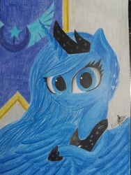 Size: 3096x4128 | Tagged: safe, artist:ironbeastz, princess luna, pony, g4, bust, female, high res, mare, portrait, solo, traditional art