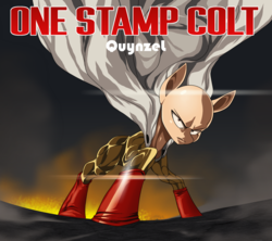 Size: 1216x1080 | Tagged: safe, artist:quynzel, earth pony, pony, bald, cape, clothes, crossover, male, one punch man, ponified, saitama, solo, stallion