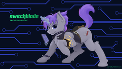 Size: 2560x1440 | Tagged: safe, artist:thedigodragon, oc, oc only, oc:switchblade, pony, solo