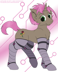 Size: 1020x1280 | Tagged: safe, artist:thedigodragon, oc, oc only, oc:rose croix, pony, prosthetics, solo