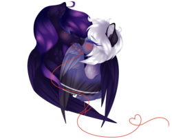 Size: 3100x2500 | Tagged: safe, artist:mauuwde, oc, oc only, oc:ender heart, oc:nisha, pegasus, pony, blushing, bust, female, high res, kissing, lesbian, mare, oc x oc, portrait, red string of destiny, shipping, simple background, transparent background