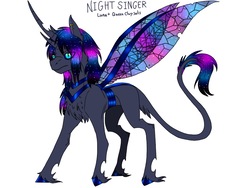 Size: 1024x768 | Tagged: safe, artist:herkidpatrol, oc, oc only, oc:night singer, alicorn, changepony, pony, alicorn oc, concave belly, magical lesbian spawn, offspring, parent:princess luna, parent:queen chrysalis, parents:chrysaluna, slender, solo, thin