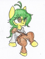 Size: 836x1100 | Tagged: safe, artist:spheedc, oc, oc only, oc:tree sap, earth pony, pony, clothes, no tail, solo, traditional art