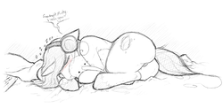 Size: 963x469 | Tagged: safe, artist:funnymouth, oc, oc only, pony, unicorn, headphones, sketch, sleeping, zzz