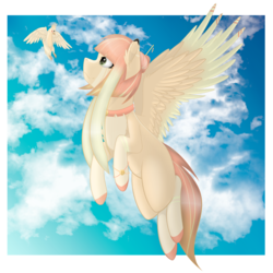 Size: 3000x3000 | Tagged: safe, artist:acidthead, oc, oc only, oc:lyshuu, bird, pegasus, pony, collar, female, flying, high res, mare, solo