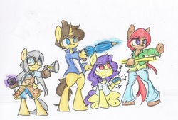 Size: 2908x1968 | Tagged: safe, artist:spheedc, oc, oc only, oc:bolly, oc:dream chaser, oc:sphee, oc:velvet sky, semi-anthro, traditional art