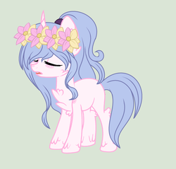 Size: 1600x1531 | Tagged: safe, artist:rose-moonlightowo, oc, oc only, pony, unicorn, female, floral head wreath, flower, mare, simple background, solo