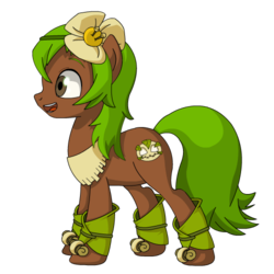 Size: 500x500 | Tagged: safe, artist:empalu, earth pony, pony, amalia, cute, female, flower, flower in hair, mare, open mouth, ponified, profile, sidemouth, simple background, solo, transparent background, wakfu