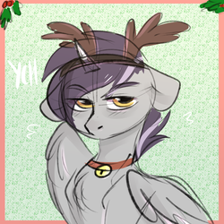 Size: 4000x4000 | Tagged: safe, artist:pesty_skillengton, oc, oc only, deer, original species, antlers, christmas, commission, cute, holiday, holly, icon, reindeer antlers, your character here