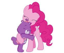 Size: 1280x1061 | Tagged: safe, artist:ianpony98, pinkie pie, g4, care bears, care bears adventures of care a lot, crossover, hug, purse, share bear, simple background, transparent background