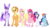 Size: 4167x2334 | Tagged: safe, artist:saphi-boo, applejack, fluttershy, pinkie pie, rainbow dash, rarity, twilight sparkle, alicorn, classical unicorn, pony, unicorn, g4, chest fluff, cloven hooves, curved horn, ear fluff, horn, impossibly large ears, leonine tail, line-up, mane six, simple background, smoldash, transparent background, twilight sparkle (alicorn), unshorn fetlocks