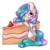 Size: 3531x3538 | Tagged: safe, artist:cutepencilcase, princess celestia, alicorn, pony, g4, cake, cakelestia, chibi, cute, cutelestia, faic, female, food, high res, looking back, mare, messy eating, micro, missing cutie mark, simple background, smiling, solo, tiny ponies, transparent background