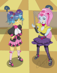 Size: 1250x1620 | Tagged: safe, artist:asajiopie01, pixel pizazz, violet blurr, human, equestria girls, g4, duo, duo female, female, humanized, standing