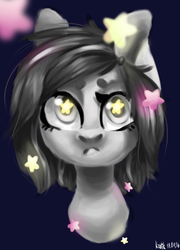 Size: 2048x2849 | Tagged: safe, artist:krotik, oc, oc only, pony, bust, frown, high res, solo, starry eyes, stars, wingding eyes