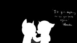 Size: 1280x720 | Tagged: safe, artist:rubydeluxe, oc, oc only, oc:holly dance, oc:rd, alicorn, pony, alicorn oc, black and white, comforting, digital art, female, floppy ears, grayscale, horn, incomplete, love, male, monochrome, quote, rubydance, signature, sketch, straight, wings