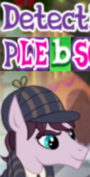 Size: 210x413 | Tagged: safe, gameloft, natural deduction, g4, caption, deerstalker, detective, detective pony, expand dong, exploitable meme, hat, image macro, male, meme, plebeian, sherlock holmes, wow! glimmer