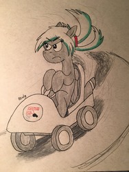 Size: 960x1280 | Tagged: safe, artist:b-cacto, oc, oc only, oc:lynn, pony, driving, kart, solo, traditional art