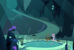 Size: 2500x1700 | Tagged: safe, artist:kooner-cz, artist:tomfraggle, boulder (g4), maud pie, earth pony, pony, g4, boulder clone, cave, cave pool, mirror pool