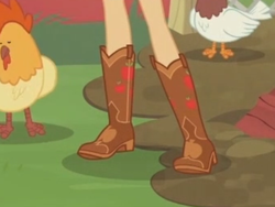 Size: 2048x1536 | Tagged: safe, screencap, applejack, chicken, equestria girls, fluttershy's butterflies, fluttershy's butterflies: applejack, g4, my little pony equestria girls: better together, boots, cowboy boots, legs, pictures of legs, shoes