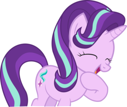 Size: 6536x5528 | Tagged: safe, artist:jdrus, starlight glimmer, pony, unicorn, g4, absurd resolution, cute, eyes closed, female, glimmerbetes, laughing, open mouth, raised hoof, simple background, solo, transparent background, vector