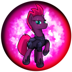 Size: 2539x2539 | Tagged: safe, artist:flamevulture17, tempest shadow, pony, unicorn, g4, my little pony: the movie, armor, broken horn, female, high res, horn, mare, orb, raised hoof, solo