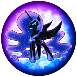 Size: 2539x2539 | Tagged: safe, artist:flamevulture17, nightmare moon, alicorn, pony, g4, evil smile, female, grin, high res, mare, orb, smiling, solo