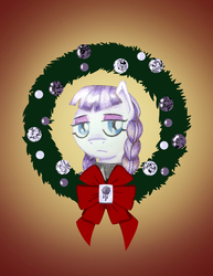 Size: 2550x3300 | Tagged: safe, artist:flutterluv, inky rose, pegasus, pony, g4, bust, christmas wreath, female, high res, mare, portrait, solo, wreath
