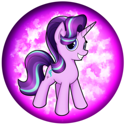 Size: 2539x2539 | Tagged: safe, artist:flamevulture17, starlight glimmer, pony, unicorn, g4, female, grin, high res, looking at you, mare, orb, simple background, smiling, solo, transparent background