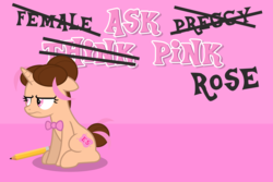 Size: 6000x4000 | Tagged: safe, artist:estories, oc, oc only, oc:pink rose, oc:think pink, pony, unicorn, g4, absurd resolution, bowtie, female, mare, rule 63, solo, unamused