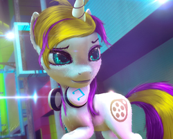 Size: 1508x1215 | Tagged: safe, artist:princeoracle, oc, oc only, oc:sprinkles, pony, unicorn, 3d, female, headphones, mare, solo, source filmmaker
