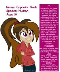 Size: 1000x1200 | Tagged: dead source, safe, artist:wubcakeva, oc, oc only, oc:cupcake slash, equestria girls, g4, clothes, edgy, female, hoodie, smiling, solo, teenager