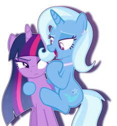 Size: 1857x2001 | Tagged: safe, artist:dancing-strut-art, trixie, twilight sparkle, alicorn, pony, unicorn, g4, duo, female, lesbian, mare, ship:twixie, shipping, simple background, transparent background, twilight sparkle (alicorn), vector