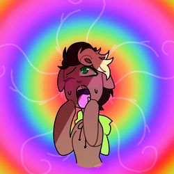 Size: 1000x1000 | Tagged: safe, artist:marcusthebat, oc, oc only, earth pony, pony, ahegao, blushing, earth pony oc, eyes rolling back, one eye closed, open mouth, psychedelic