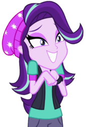 Size: 675x985 | Tagged: safe, artist:thebarsection, edit, edited screencap, screencap, starlight glimmer, equestria girls, equestria girls specials, g4, my little pony equestria girls: mirror magic, background removed, beanie, clothes, cute, female, glimmerbetes, grin, hat, not a vector, simple background, smiling, solo, transparent background