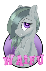 Size: 413x638 | Tagged: safe, artist:halley-valentine, marble pie, earth pony, pony, g4, female, hair over one eye, heart eyes, lidded eyes, looking at you, mare, simple background, solo, waifu, waifu badge, white background, wingding eyes