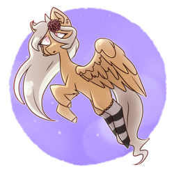 Size: 2000x2000 | Tagged: safe, artist:silvery-artwork, oc, oc only, pegasus, pony, clothes, flower, flower in hair, high res, simple background, socks, solo, striped socks, transparent background