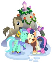 Size: 216x258 | Tagged: safe, gameloft, bon bon, doctor whooves, lyra heartstrings, sweetie drops, time turner, g4, best friends, holder's boulder, picture for breezies, shipping fuel