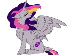 Size: 2000x1500 | Tagged: safe, artist:graniteclaw, alicorn, pony, eyes closed, fabulous, female, mare, ponified, simple background, slaanesh, solo, warhammer (game), warhammer 40k, warhammer fantasy, white background