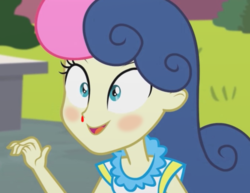 Size: 800x618 | Tagged: safe, edit, edited screencap, screencap, bon bon, sweetie drops, all's fair in love & friendship games, equestria girls, g4, my little pony equestria girls: friendship games, blood, blushing, female, nosebleed, solo