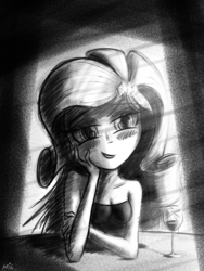 Size: 3000x4000 | Tagged: safe, artist:maneingreen, rarity, equestria girls, g4, alcohol, blushing, drink, female, night, solo, wine