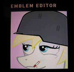 Size: 2769x2675 | Tagged: safe, oc, oc only, oc:aryanne, pony, aryan pony, call of duty, cigarette, emblem editor, frown, high res, smoking, solo, stahlhelm