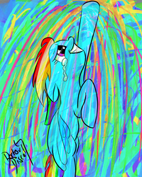 Size: 2400x3000 | Tagged: safe, artist:thedoctordisco, rainbow dash, pony, g4, awesome, cool, epic, female, high res, psychedelic, solo, sonic rainboom, static